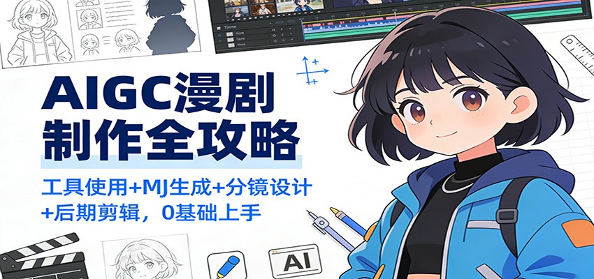 AIGC漫剧制作全攻略：工具使用+MJ生成+分镜设计+后期剪辑，0基础上手-副业宝典