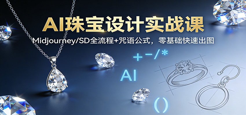 AI珠宝设计实战课：Midjourney/SD全流程+咒语公式，零基础快速出图-副业宝典