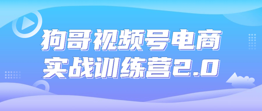 狗哥视频号电商实战训练营2.0-副业宝典