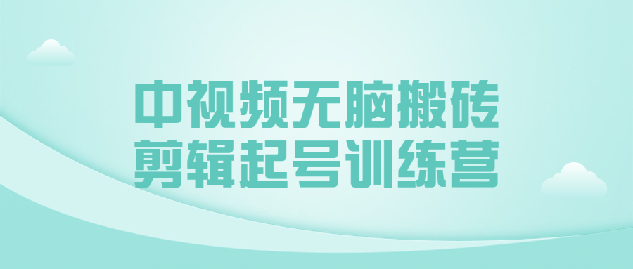 中视频无脑搬砖剪辑起号训练营-副业宝典