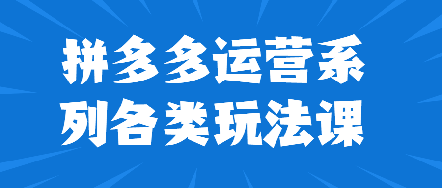 拼多多运营系列各类玩法课-副业宝典