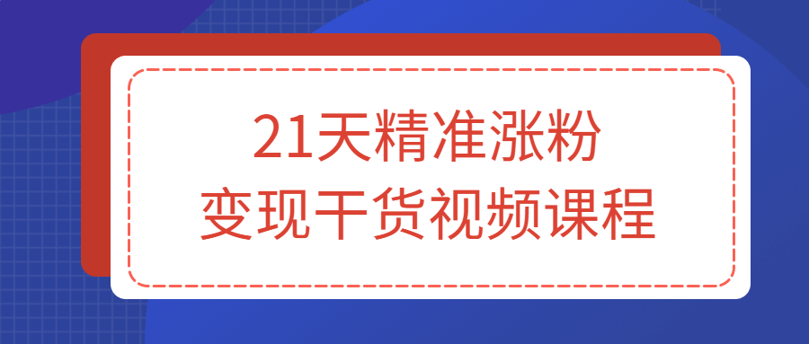 21天精准涨粉变现干货视频课程-副业宝典