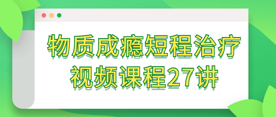 物质成瘾短程治疗视频课程27讲-副业宝典
