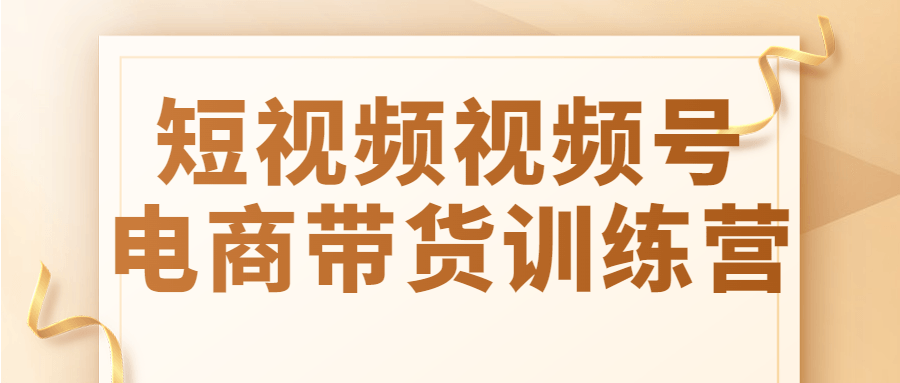 短视频视频号电商带货训练营-副业宝典