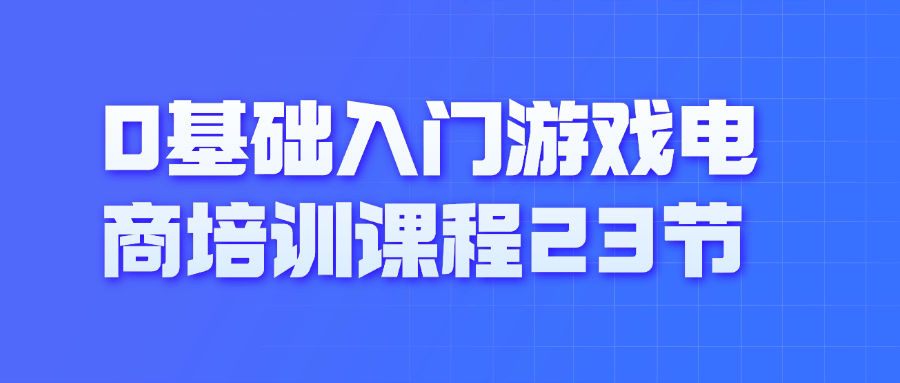 0基础入门游戏电商培训课程23节-副业宝典