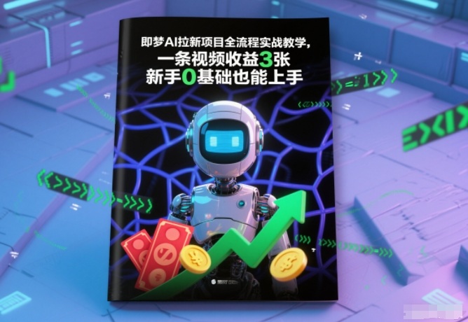 即梦AI拉新项目全流程实战教学，一条视频收益3张，新手0基础也能上手-副业宝典