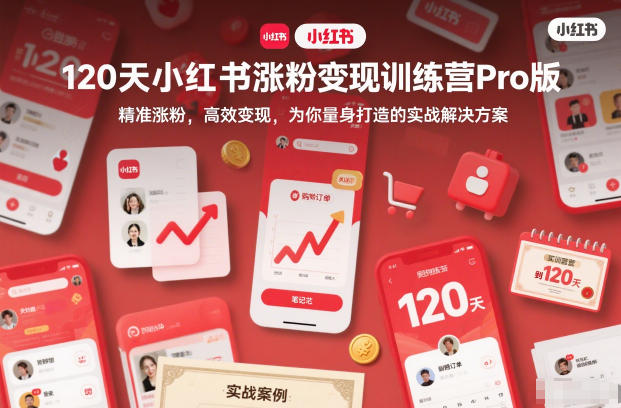 120天小红书涨粉变现训练营Pro版，​精准涨粉，高效变现​，为你量身打造的实战解决方案-副业宝典