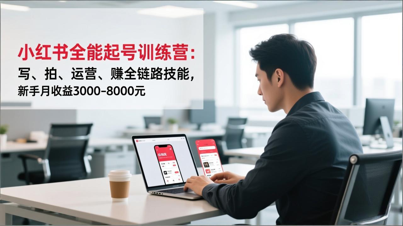 小红书全能起号训练营：写、拍、运营、赚全链路技能，新手月收益3000-8000元-副业宝典
