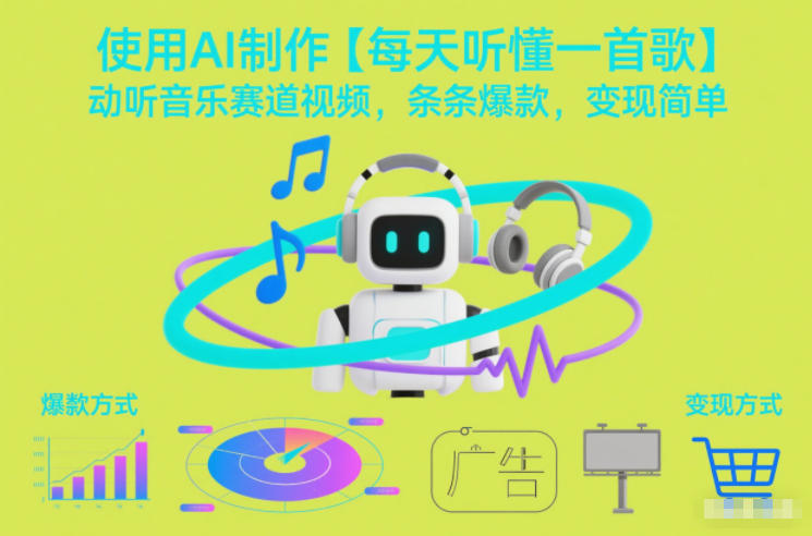 使用AI制作【每天听懂一首歌】动听音乐赛道视频，条条爆款，变现简单-副业宝典