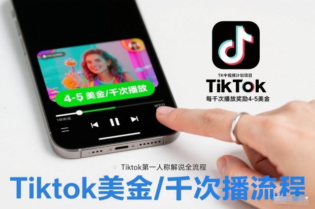 TK中视频计划项目，Tiktok第一人称解说流程，每干次播放奖励4-5美金-副业宝典