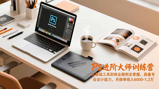 PS进阶大师训练营，从基础工具到商业案例全掌握，具备专业设计能力，月接单收入6000-1.2万-副业宝典