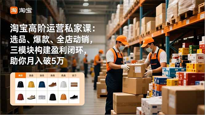 淘宝高阶运营私家课：选品、爆款、全店动销，三模块构建盈利闭环，助你月入破5万-副业宝典