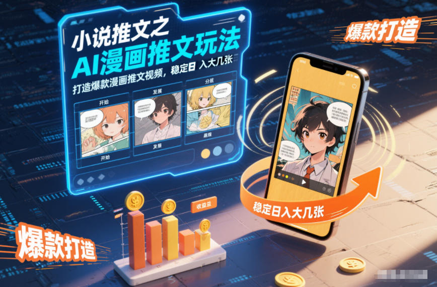 小说推文之AI漫画推文玩法，打造爆款漫画推文视频，稳定日入大几张-副业宝典
