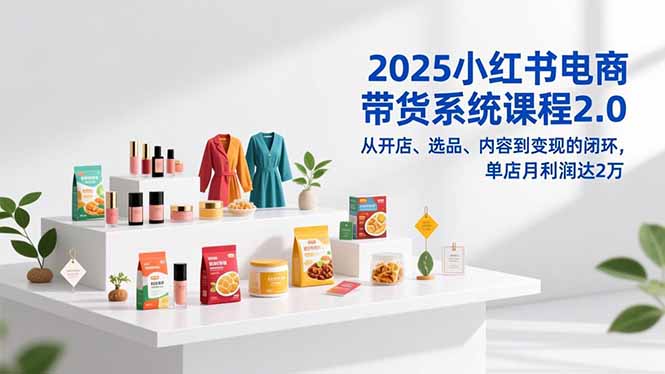 2025小红书电商带货系统课程2.0，从开店、选品、内容到变现的闭环，单店月利润达2万-副业宝典