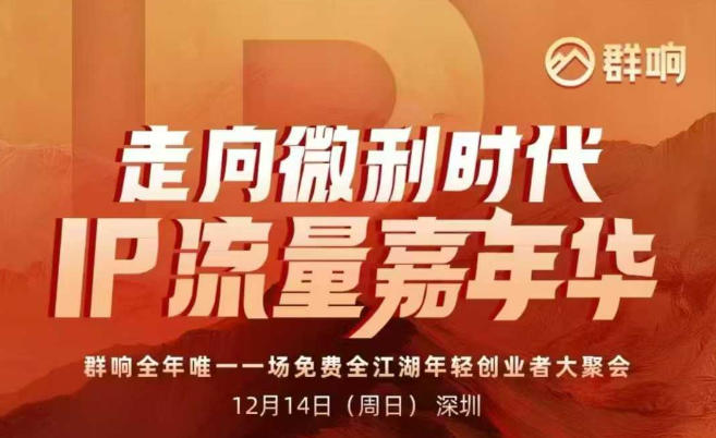 2025ip嘉年华万人12月14深圳线下课，走向微利时代，IP流量嘉年华，实操性极强的商业干货课-副业宝典
