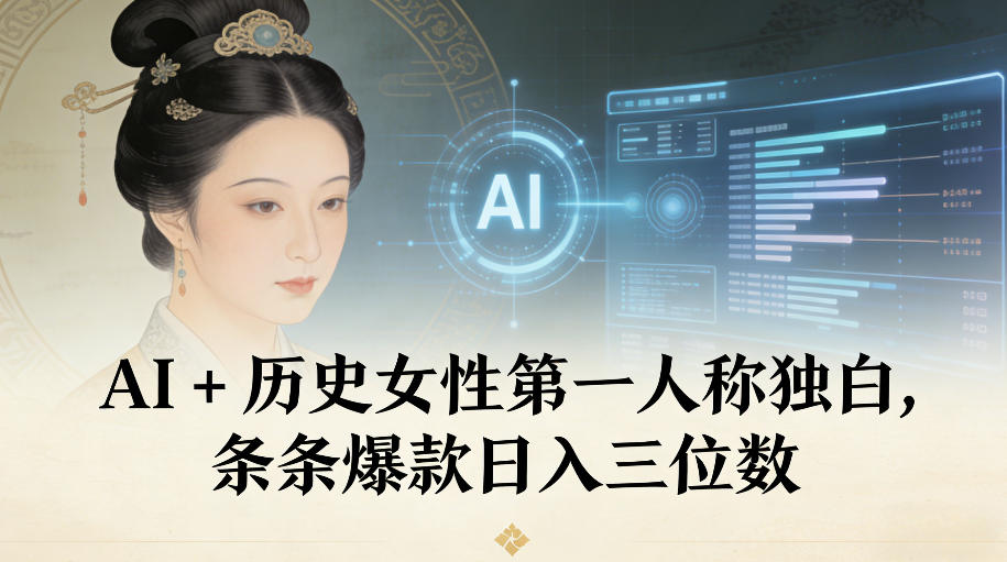 AI+历史女性第一人称独白，条条爆款日入三位数-副业宝典