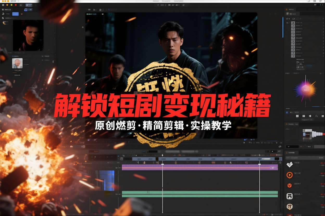 短剧拉新之原创燃剪精简剪辑实操课，解锁短剧变现秘籍-副业宝典
