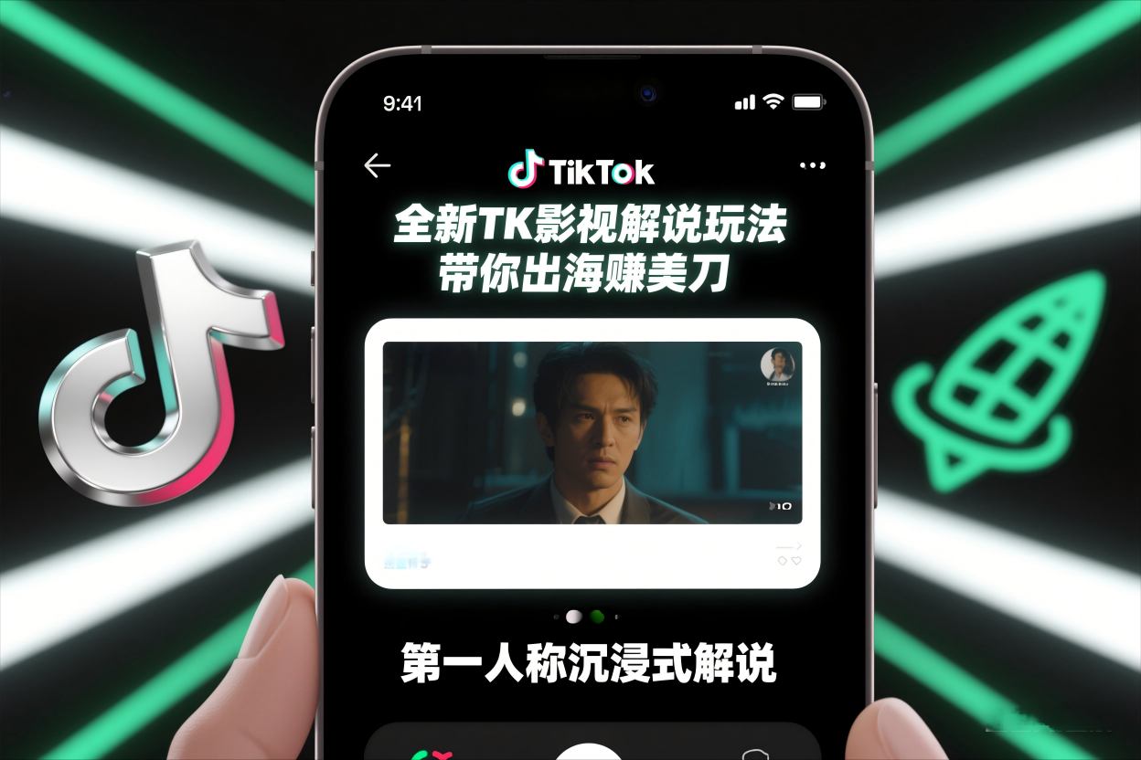 TikTok第一人称影视解说教学，全新TK影视解说玩法，带你出海賺美刀-副业宝典