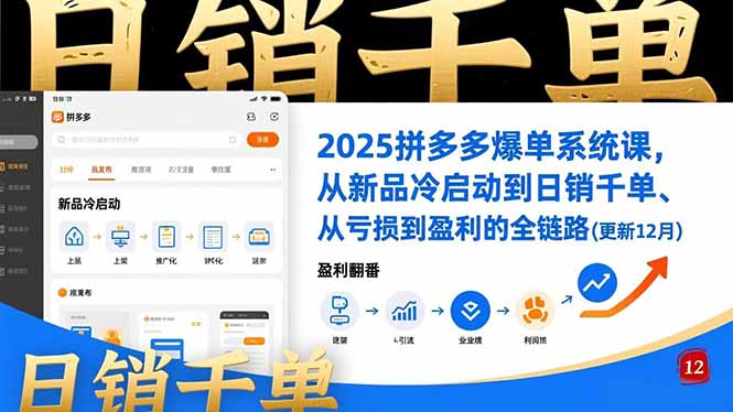 2025拼多多爆单系统课，从新品冷启动到日销千单、从亏损到盈利的全链路(更新12月-副业宝典
