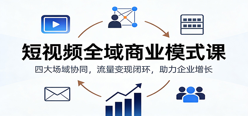 短视频全域商业模式课：四大场域协同，流量变现闭环，助力企业增长-副业宝典