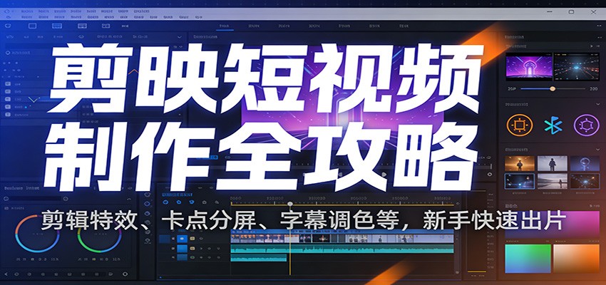 剪映短视频制作全攻略：剪辑特效、卡点分屏、字幕调色等，新手快速出片-副业宝典