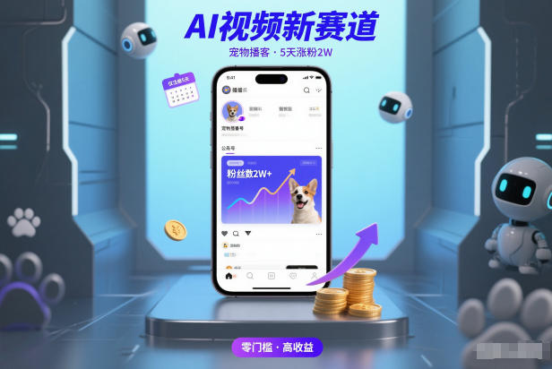 AI视频新赛道，宠物播客仅注册5天涨粉2W，收益非常可观-副业宝典