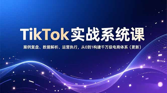 TikTok实战系统课，案例复盘、数据解析、运营执行，从0到1构建千万级电商体系(更新-副业宝典