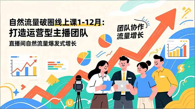自然流量破圈线上课1-12月更新：打造运营型主播团队 直播间自然流量爆发式增长-副业宝典