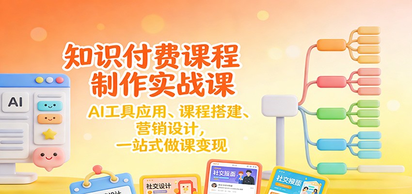 知识付费课程制作实战课：AI工具应用 、课程搭建、营销设计，一站式做课变现-副业宝典
