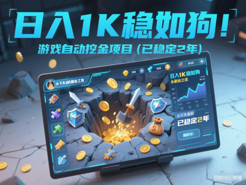 日入1K稳如狗！游戏自动挖金项目(已稳定2年)，永不失业的副业之选【揭秘】-副业宝典