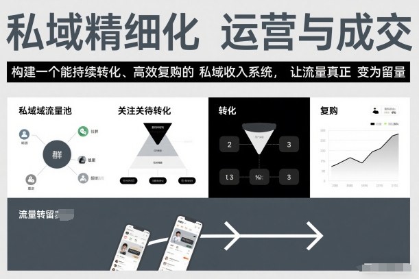 私域精细化运营与成交，构建一个能持续转化、高效复购的私域收入系统，让流量真正变为留量-副业宝典