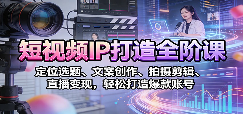 短视频IP打造全阶课：定位选题、文案创作、拍摄剪辑、直播变现，轻松打造爆款账号-副业宝典