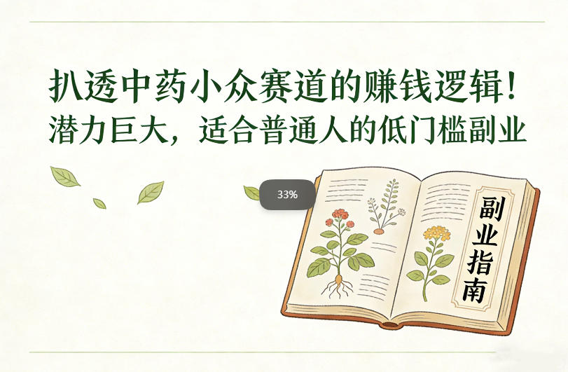 扒透中药小众赛道的賺米逻辑，潜力巨大，适合普通人的低门槛副业-副业宝典