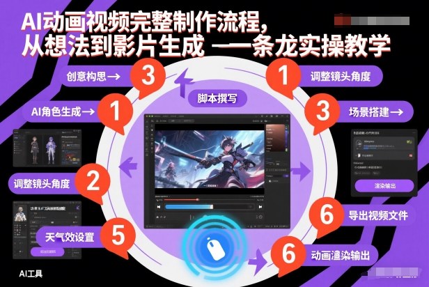 AI动画视频完整制作流程，从想法到影片生成一条龙实操教学-副业宝典