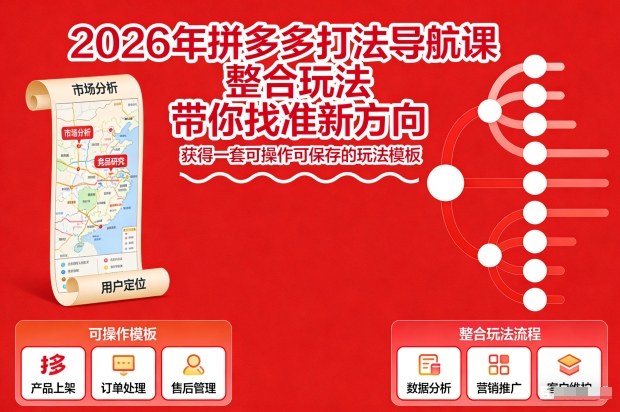 2026年拼多多打法导航课，整合玩法，带你找准新方向，获得一套可操作可保存的玩法模板-副业宝典