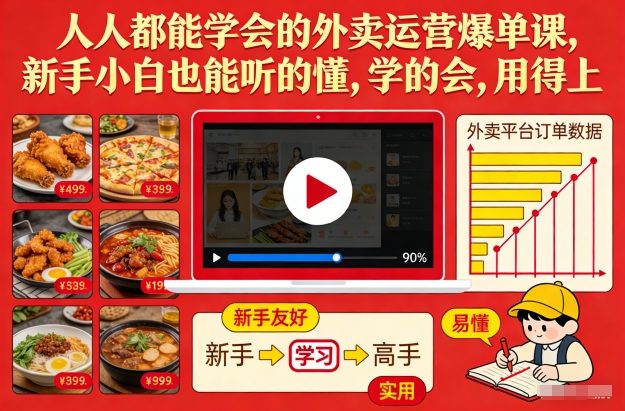 人人都能学会的外卖运营爆单课，新手小白也能听的懂，学的会，用得上-副业宝典
