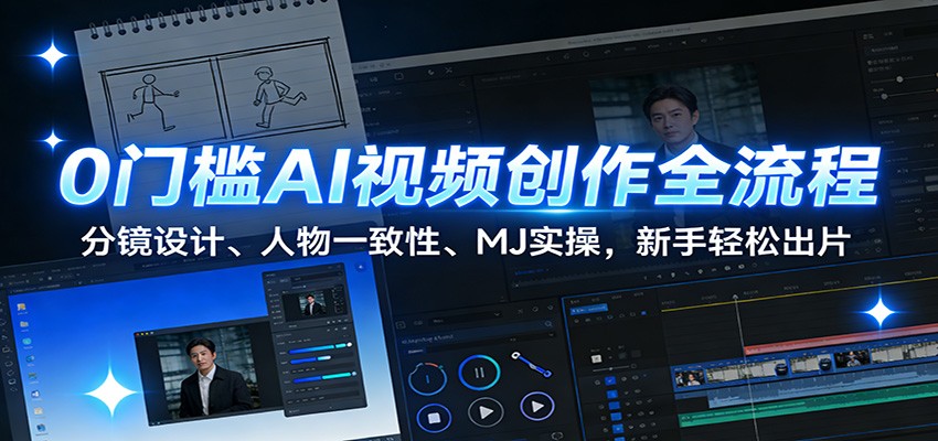 0门槛AI视频创作全流程：分镜设计、人物一致性、MJ实操，新手轻松出片-副业宝典