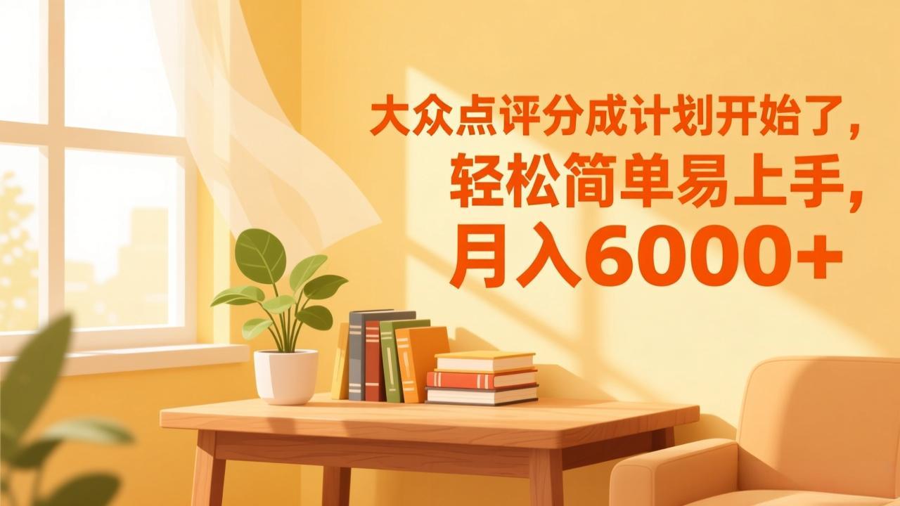 大众点评分成计划开始了，轻松简单易上手，月入6000+-副业宝典