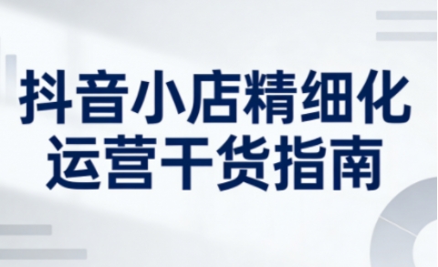 抖音小店精细化运营干货指南新版，助力商家系统提升店铺运营能力(更新)-副业宝典