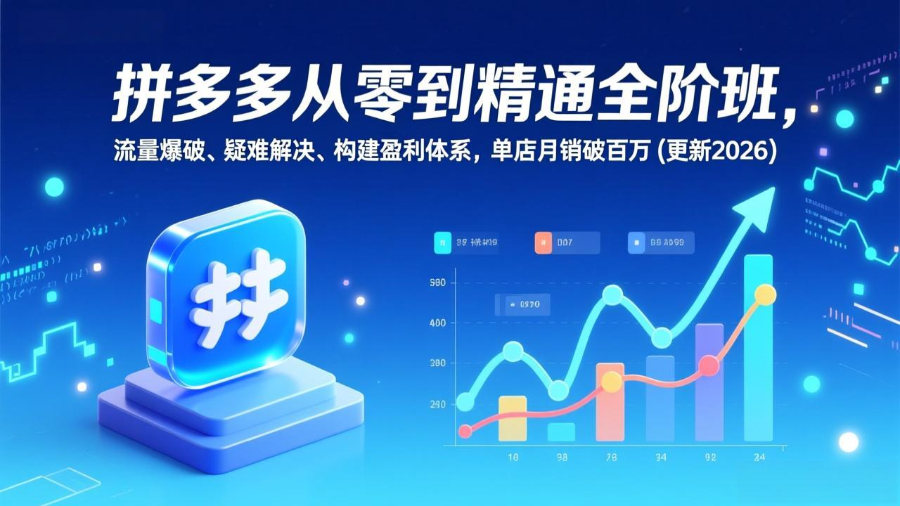 拼多多从零到精通全阶班，流量爆破、疑难解决，构建盈利体系，单店月销破百万(更新2026-副业宝典