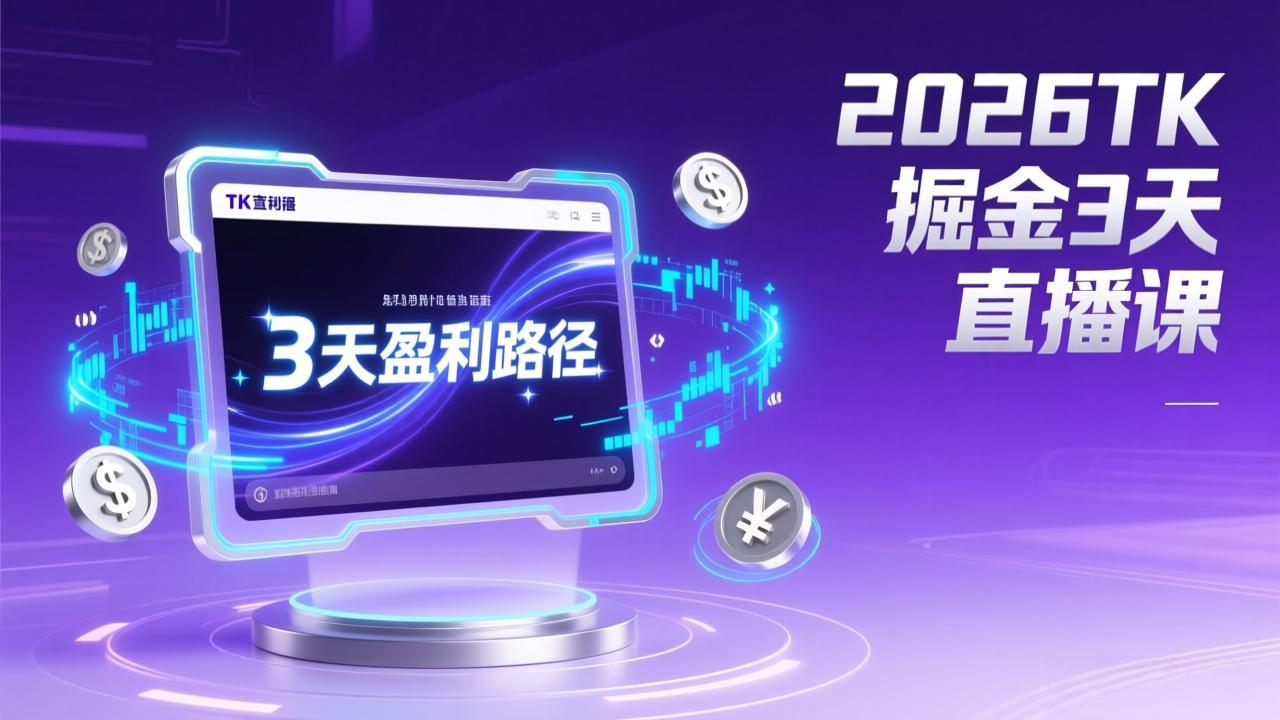 2026TK掘金直播课，起号涨粉+直播带货+商单变现+3天打通盈利路径，月入过万美金-副业宝典