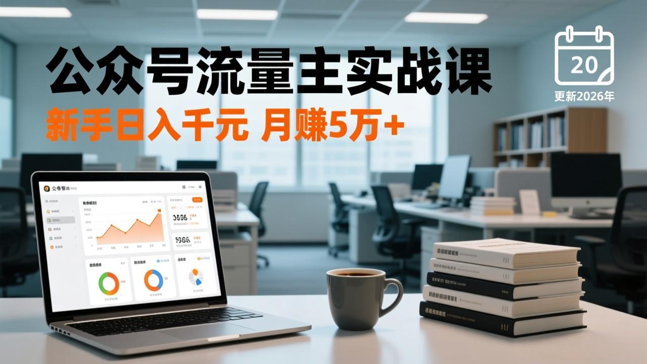 公众号流量主实战课，爆文写作、流量池运营、多平台分发，新手日入千元月赚5万+更新2026年-副业宝典