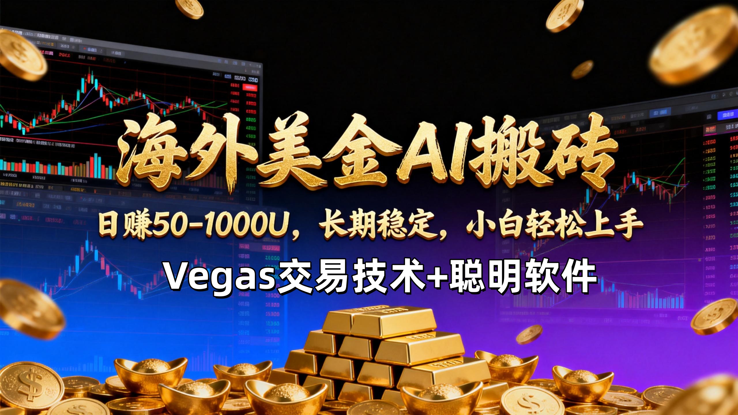 【海外美金AI搬砖】Vegas交易技术+聪明软件，日赚50-1000U，长期稳定，小白轻松上手。-副业宝典