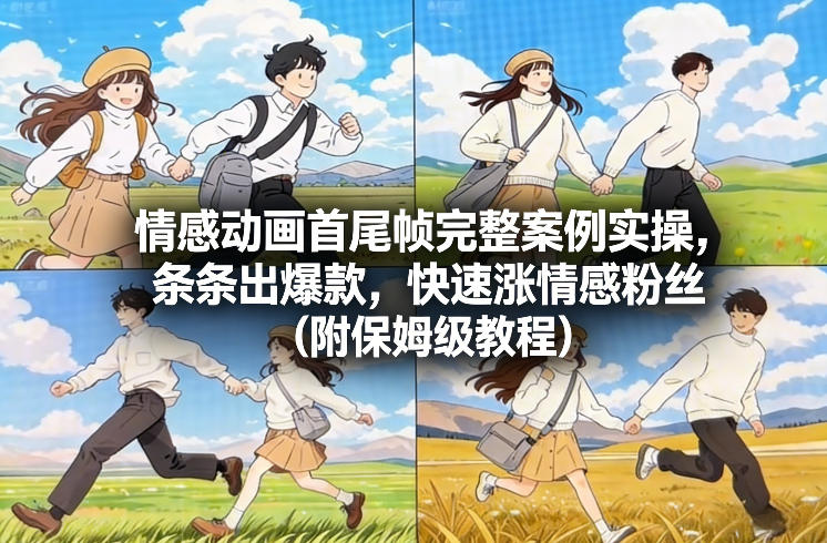 情感动画首尾帧完整案例实操，条条出爆款，快速涨情感粉丝(附保姆级教程)-副业宝典