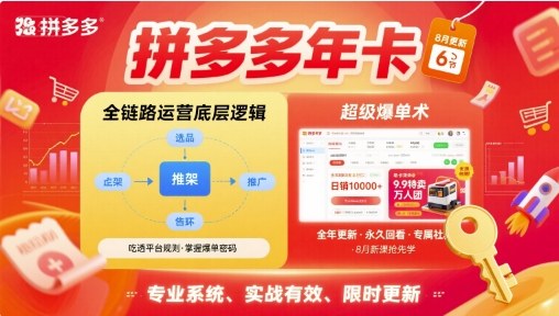 拼多多年卡，拼多多全链路运营底层逻辑，超级爆单术【更新26年1月】-副业宝典