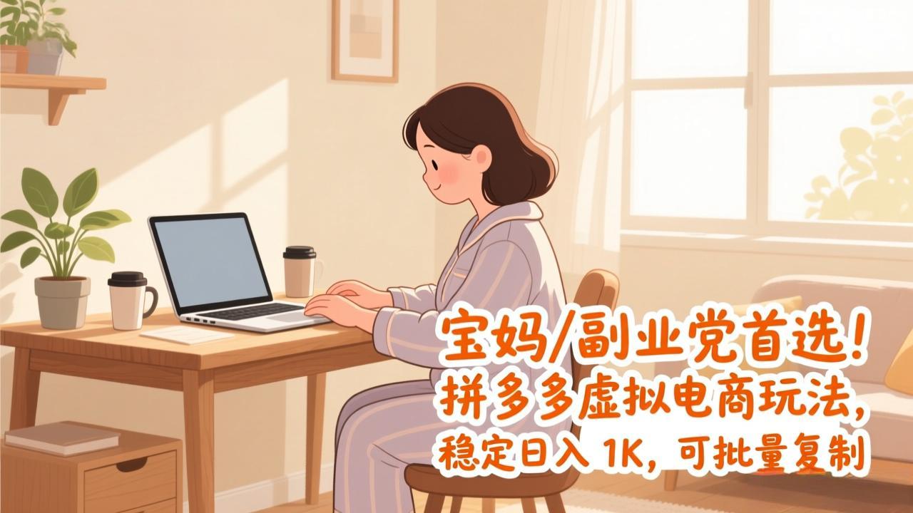 宝妈 / 副业党首选！拼多多虚拟电商玩法，稳定日入 1K，可批量复制-副业宝典