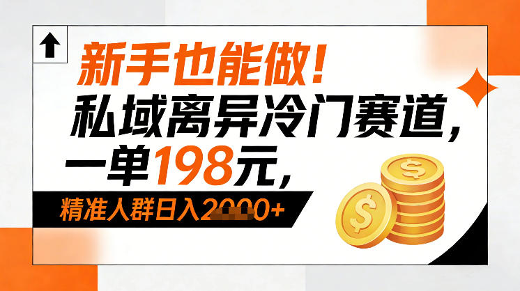 新手也能做！私域离异冷门赛道，一单198，精准人群日入1k+-副业宝典