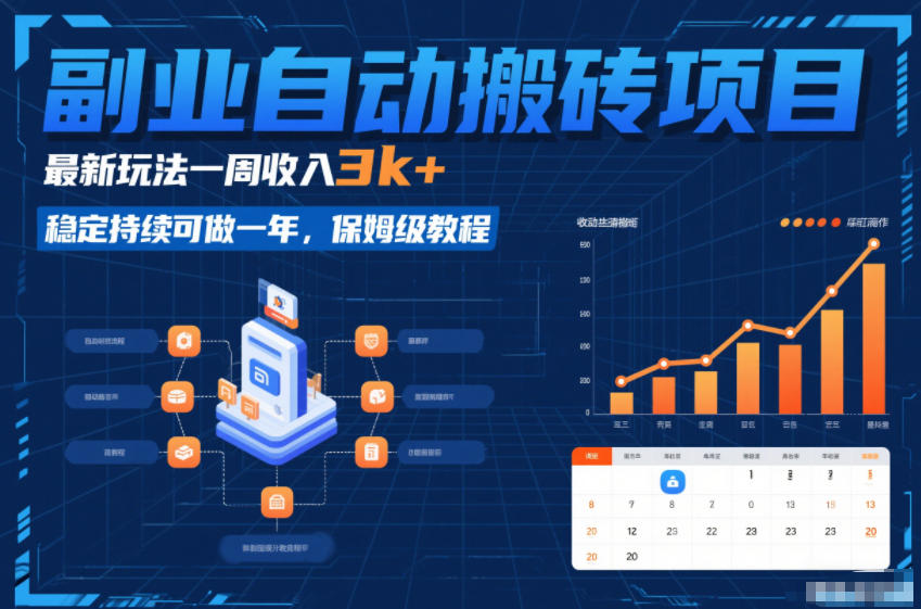 副业自动搬砖项目，最新玩法一周收入3k+，稳定持续可做一年，保姆级教程【揭秘】-副业宝典