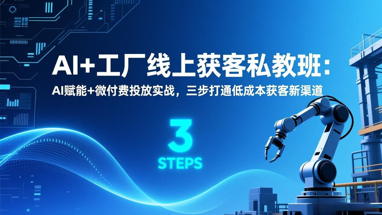 AI+工厂线上获客私教班：AI赋能+微付费投放实战，三步打通低成本获客新渠道-副业宝典