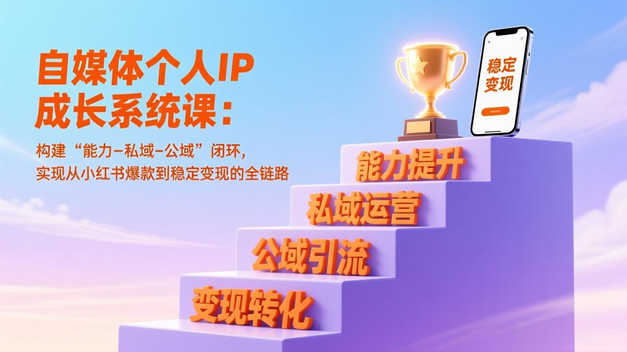自媒体个人IP成长系统课：构建“能力-私域-公域”闭环，实现从小红书爆款到稳定变现的全链路-副业宝典